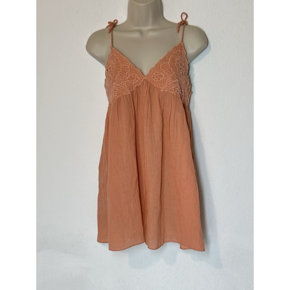 New Asos Swim Swimsuit Coverup Dress Womens 4 Orange Embroidered Mini Boho Trave